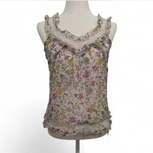 Y2K Vintage Passport Floral and Lace Ruffled Camisole
